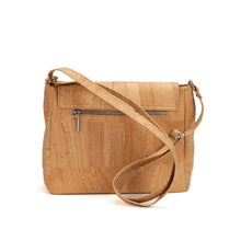 Load image into Gallery viewer, Natural Cork Messenger Purse With Brown Patched Corners - Back