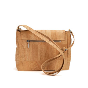 Natural Cork Messenger Purse With Brown Patched Corners - Back