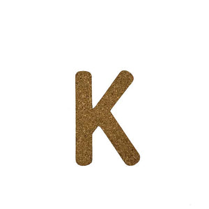 Natural Cork Wall Decorative Letters - Letter K