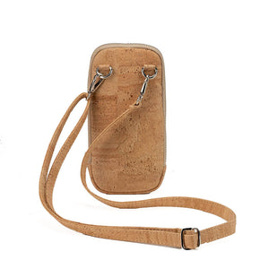 Natural Cork Phone Zipper Crossbody Bag - Back View