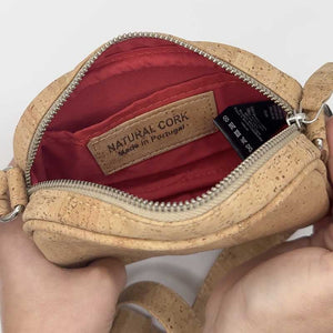 Mini natural cork crossbody bag, internal view